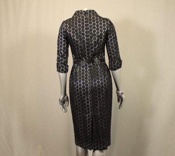 1950's cut Black crochet styled Lace LBD. - image 3