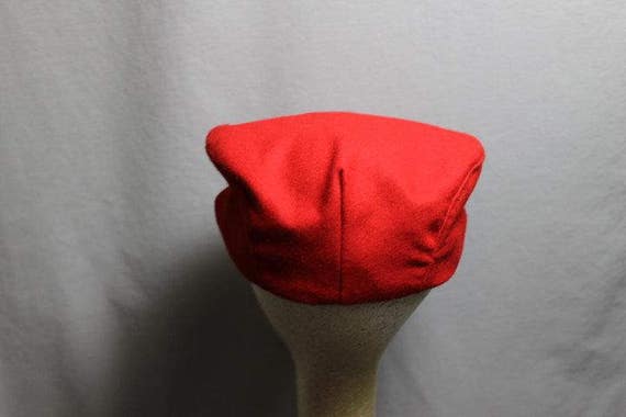 Red Wool Vintage Newsboy Cabby Hat - image 3