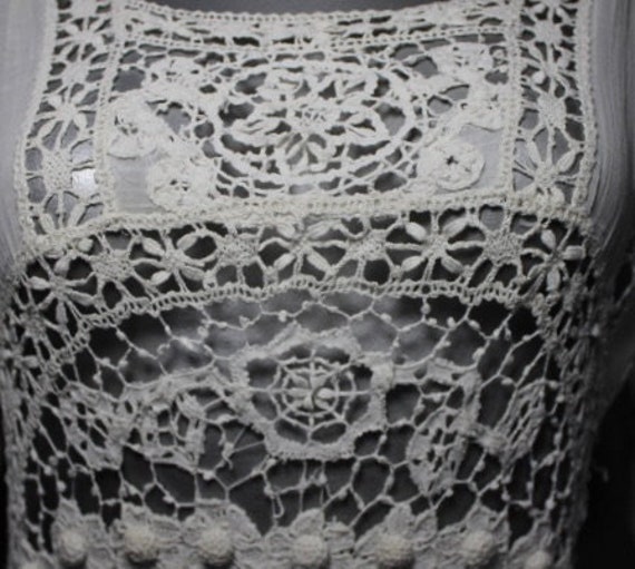 Exquisite  Antique 1910 White Hand Crocheted Fren… - image 9