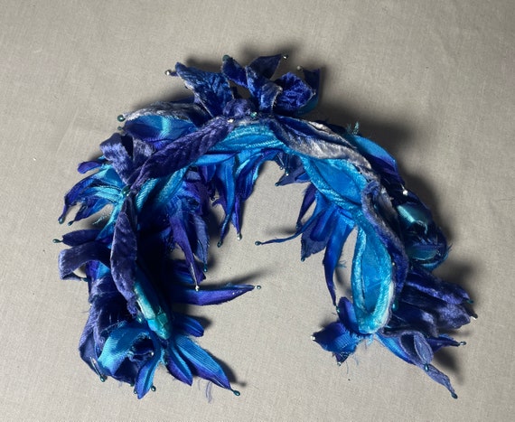 Very Blue Gorgeous Fascinator Headband Vintage Ha… - image 7