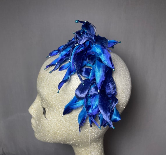 Very Blue Gorgeous Fascinator Headband Vintage Ha… - image 2