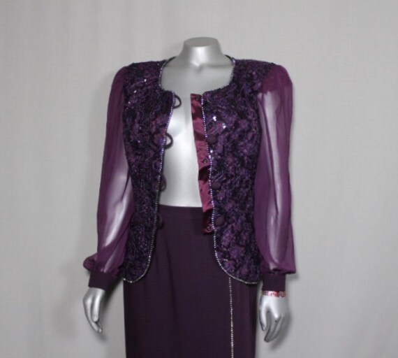 Lace Deep Purple 2pc Outfit Skirt and Top Wedding… - image 8