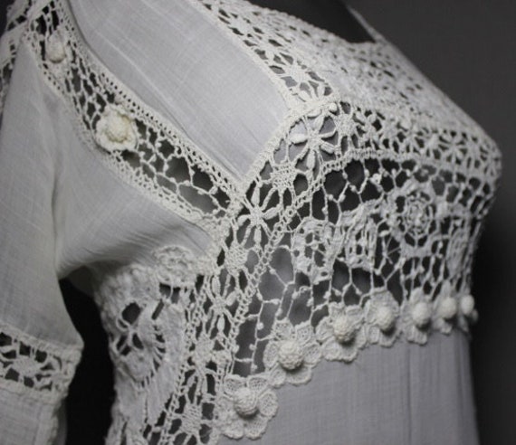 Exquisite  Antique 1910 White Hand Crocheted Fren… - image 7