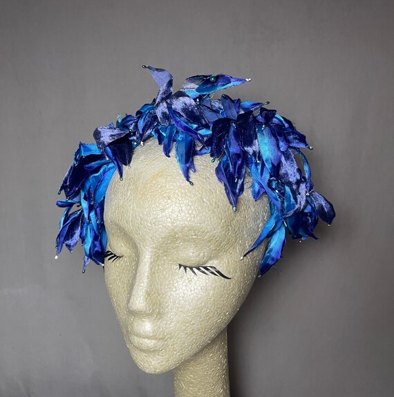 Very Blue Gorgeous Fascinator Headband Vintage Ha… - image 4