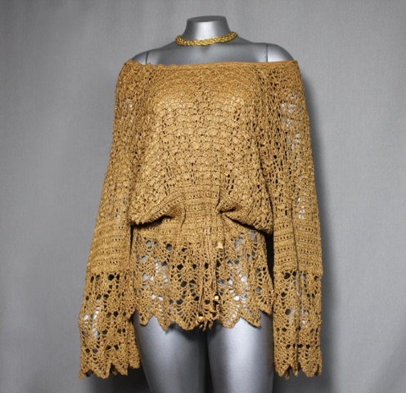 gold crochet top