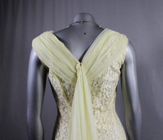 Hollywood Glamour Yellow 1950's Lace Dress Waist … - image 3