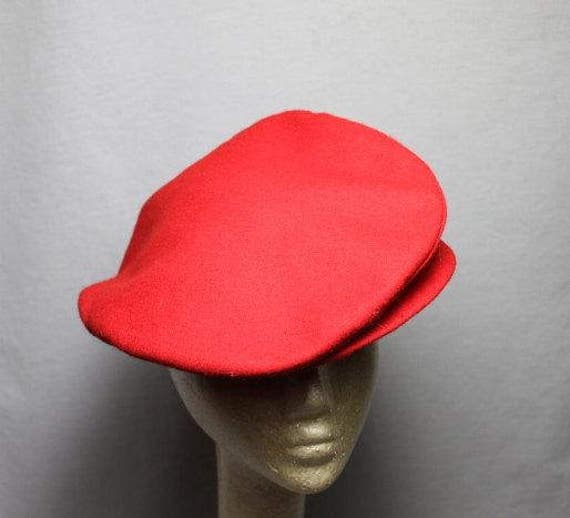 Red Wool Vintage Newsboy Cabby Hat - image 1