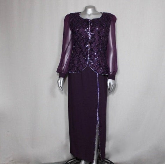Lace Deep Purple 2pc Outfit Skirt and Top Wedding… - image 2