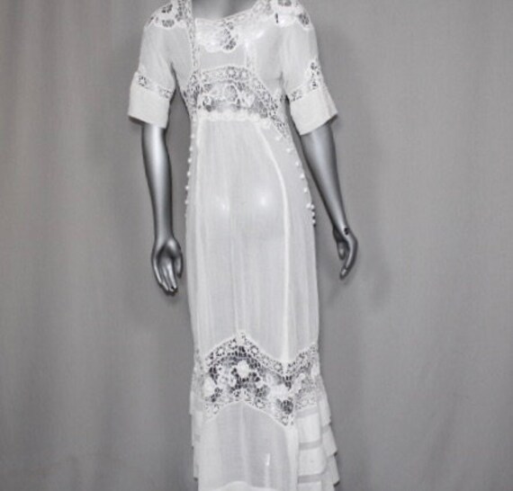 Exquisite  Antique 1910 White Hand Crocheted Fren… - image 2