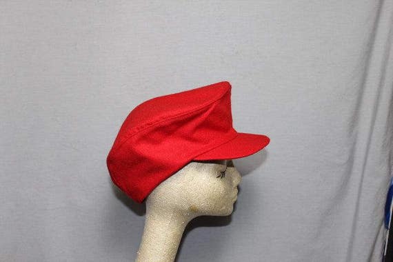 Red Wool Vintage Newsboy Cabby Hat - image 4