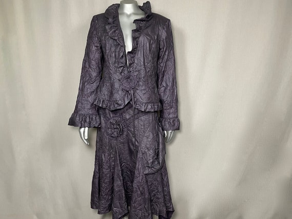 SALE...90s Deep Plum Purple Crinkle Wrinkle Crump… - image 2