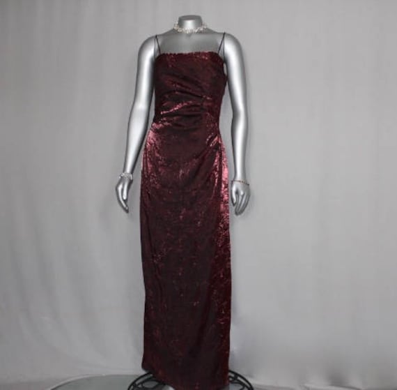 Formal Crinkle Maroon Evening Gown Wedding Dinner… - image 2