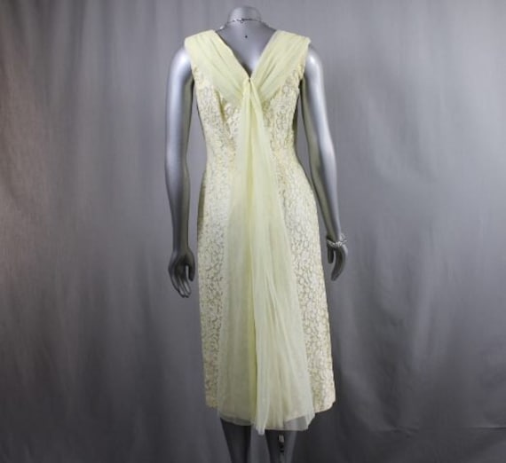 Hollywood Glamour Yellow 1950's Lace Dress Waist … - image 1