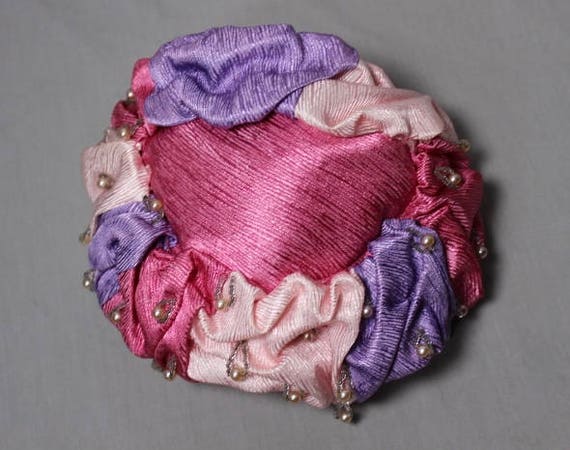 Pink and Purple Three Toned Hat with Faux Pearl A… - image 6