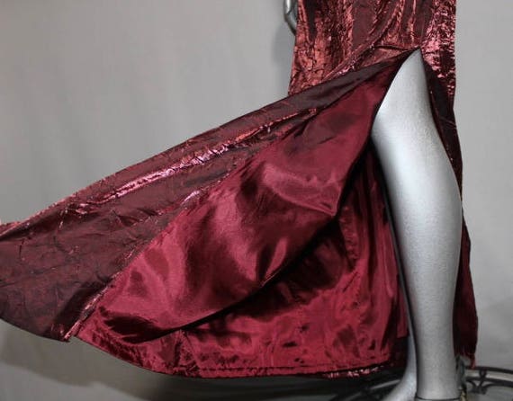 Formal Crinkle Maroon Evening Gown Wedding Dinner… - image 1