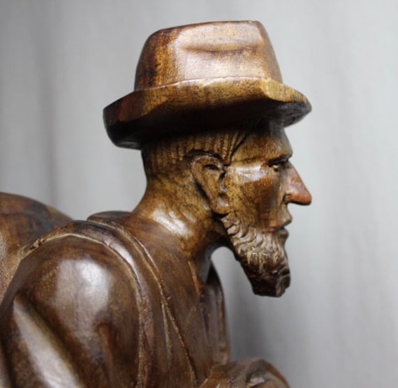 NEW PRICE Antique Black Forest Swiss Carved Traveler