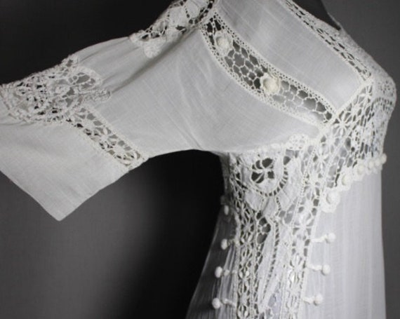 Exquisite  Antique 1910 White Hand Crocheted Fren… - image 6