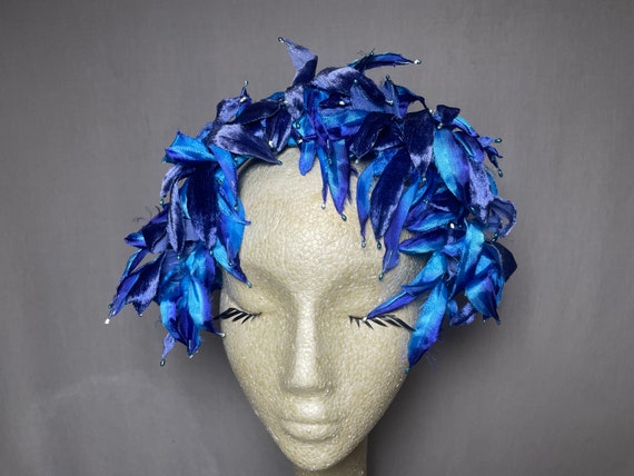 Very Blue Gorgeous Fascinator Headband Vintage Ha… - image 1