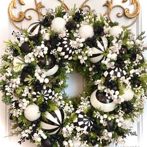 READY TO SHIP Black and White Checkered Christmas Ornament Heirloom ...
