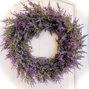 Lavender Spring Wreath – Purple Wildflower Front Door Decor