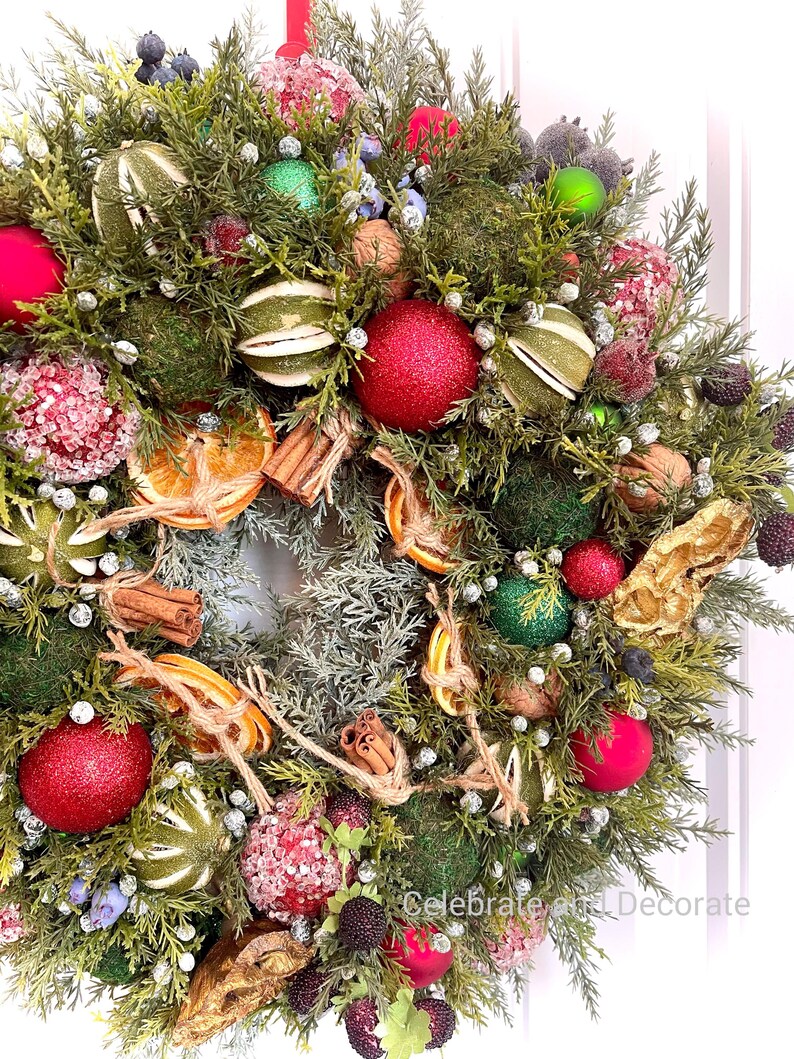 Dried Fruit, Nut and Spice Christmas Wreath | Holiday Citrus Decoration