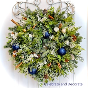 Christmas Dried Fruit & Spice Wreath for Front Door READY TO SHIP Pine Ornament Holiday Wreath Colonial Monticello Orange Cinnamon Wreath