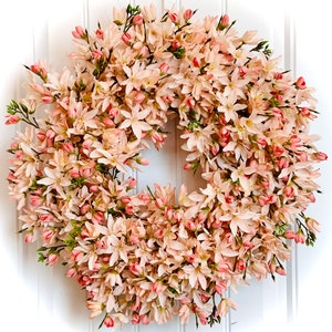 READY TO SHIP | Beautiful Pink Floral Wreath for Front Door | Blush Summer Wreath | Elegant Summer Wreath | Baby Girl Birth Announcement