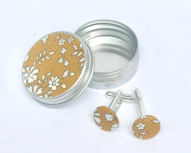 Liberty cufflinks Liberty of London cufflinks presented in a mini metal tin finished with matching Liberty fabric zdjęcie 3