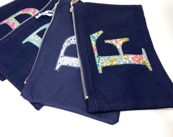 Liberty zip bag - Liberty of London print letter navy blue zip bag - choice of 16 colours