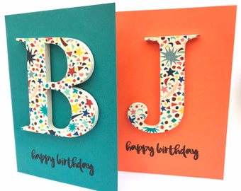 Liberty wooden letter - Liberty of London 4” letter presented on a Happy Birthday greeting card