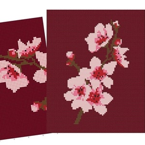 C2C crochet Graph, Cherry Blossom pattern, PDF Chart, Instant Download, No.001