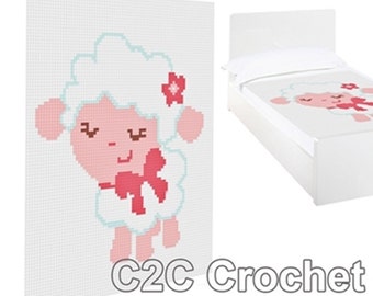 C2C crochet Graph, Baby Lamb PDF Chart, Corner to corner Pattern , Baby blanket graph, No.064
