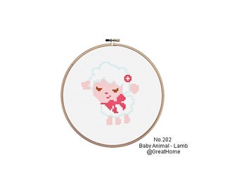 C2C crochet Graph, Small,PDF instant download, Baby Sheep Cross Stitch Chart Pattern, No.202