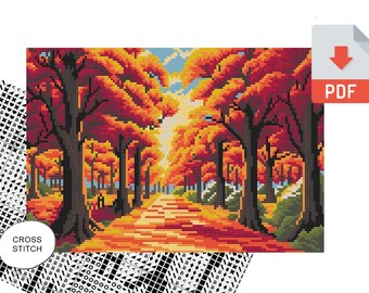 Autumn scenery Cross Stitch Pattern, PDF instant download, No.691