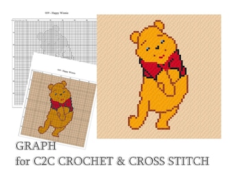 Graph C2C crochet, Corner to corner Pattern, Happy Winnie, PDF Chart, Baby Afghan Blanket, No.009