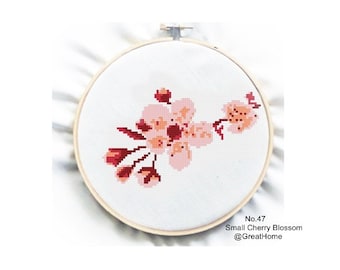 Cherry Blossom Cross Stitch Chart Pattern, Beginner Level, Crochet graph, Counted graph, no.047