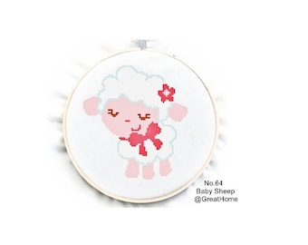Baby Sheep, Cross Stitch Pattern, c2c baby lamb, PDF pattern, No.64, Instructions