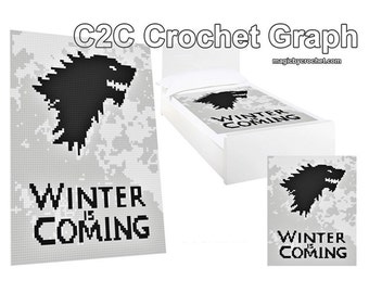C2C crochet Graph, Winter is coming, Cross Stitch PDF Chart,  No.021