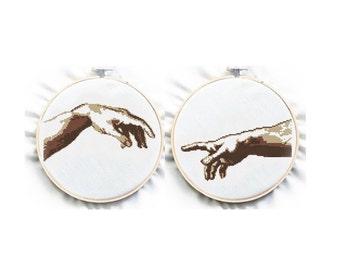 Michelangelo - Creation of Adam , Cross Stitch Pattern, PDF Instant Download, Famous Paintings - No. 111