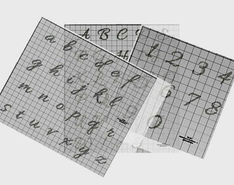 Alphabet & Numbers Cross Stitch Pattern, No.99, Blackwork Upper , small letters and numbers