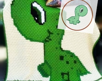 Baby Animal, Dino, PDF, Instant download, C2C crochet, Graph, Corner to corner, Chart, Pattern, No.125