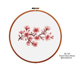 Small Cherry Blossom Cross Stitch Chart Pattern, PDF instant download, No.162, Instructions