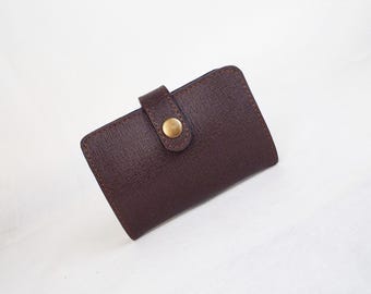 Brown Leather Credit Card Wallet, Personalized Saffiano Case (20 Cards)