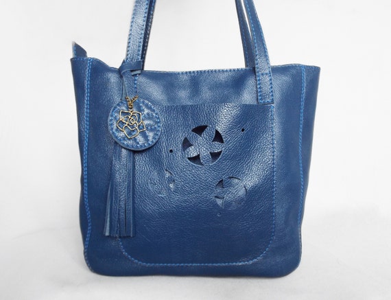 Blue Leather Medium shoulder bag