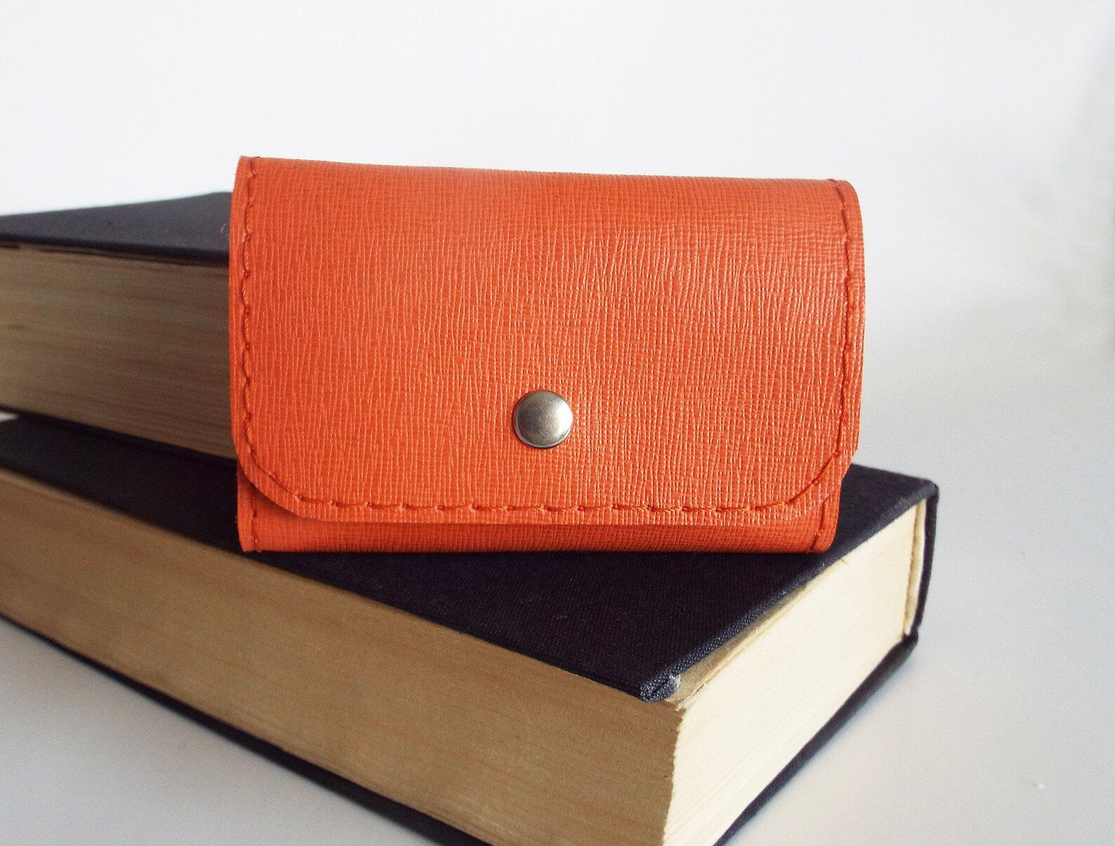 Orange Leather Key Wallet With Card Slot - Etsy