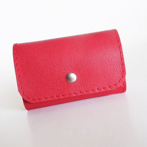 Rot Leder Schlüsseletui Geldbörse: 6 Schlüsselhalter & Kartensteckplatz