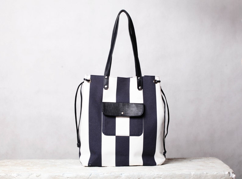 Quilted Blue Nautical Beach Bag
