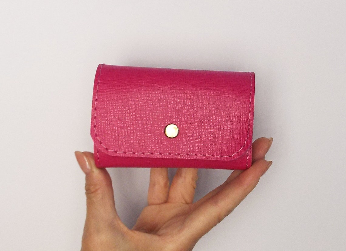 Fuchsia Leather Key Wallet, Bright Pink Key Holder for 6 Keys - Etsy