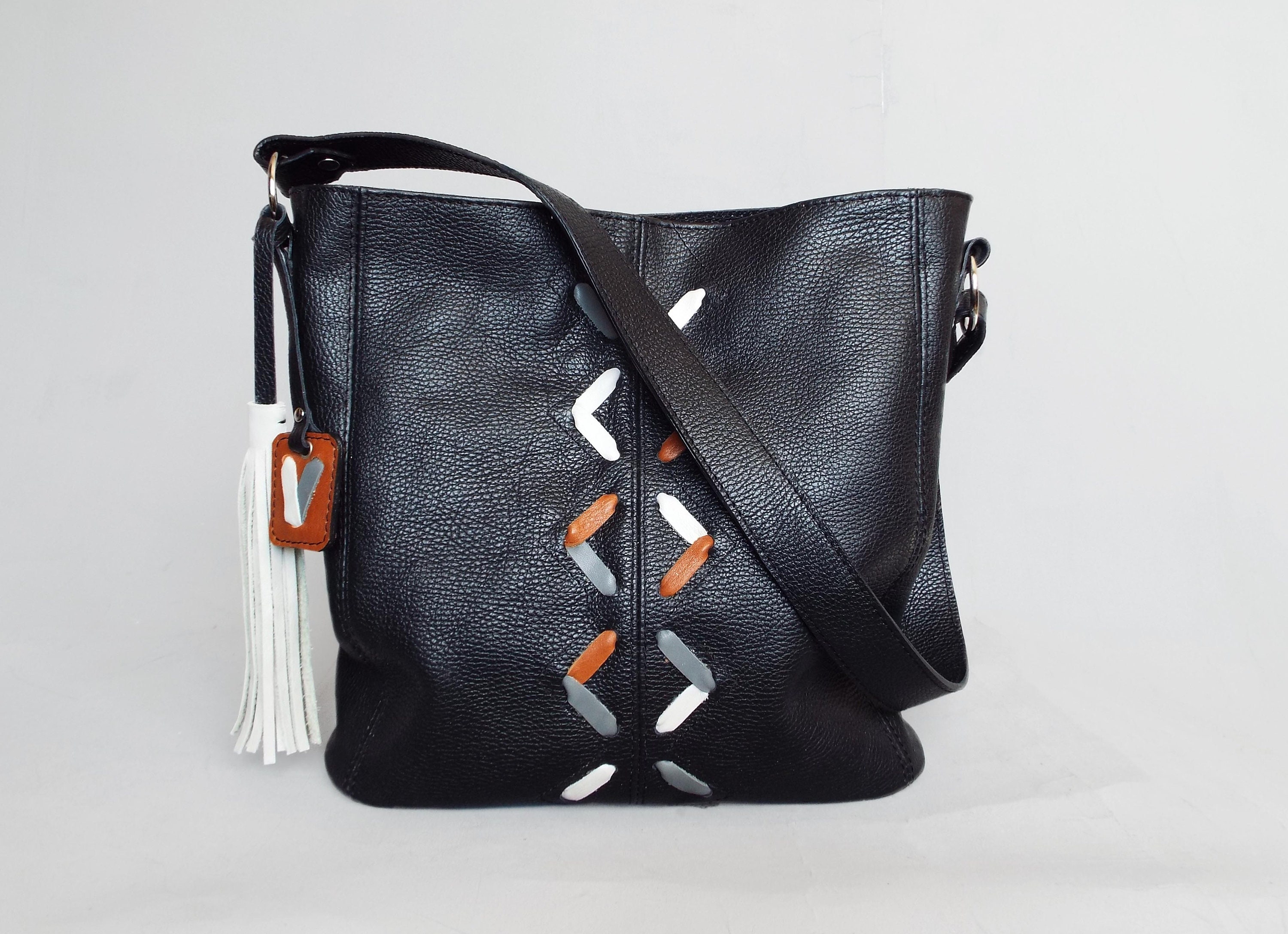 Black Leather Hobo Bag. Black Leather Shoulder Bag. Leather - Etsy