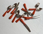 Fiesta Style Red Flatware for a One Inch Scale Dollhouse